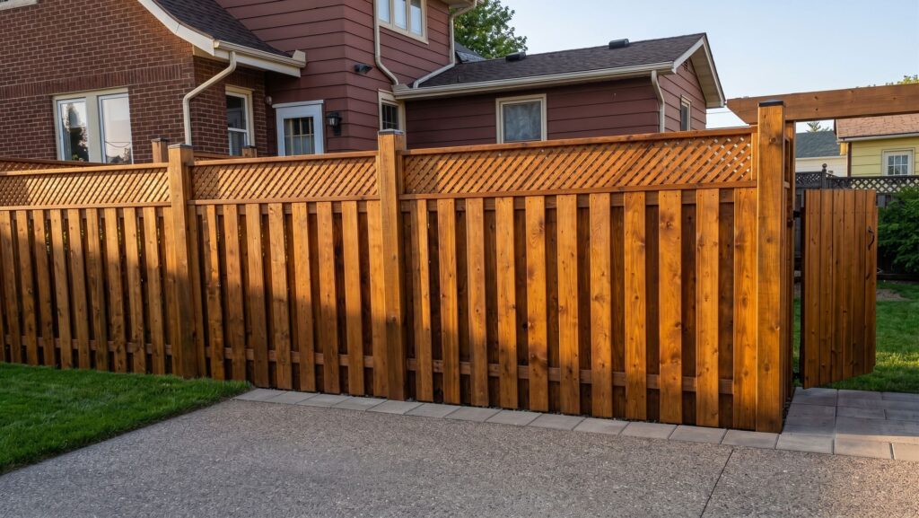 Lattice-top privacy fence adding extra height, Oshawa