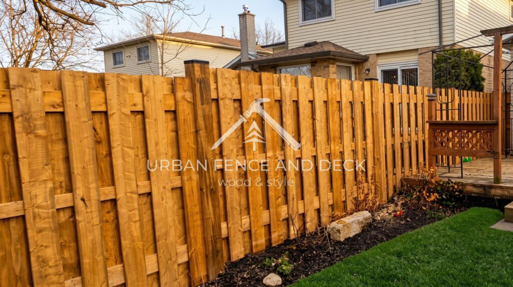 Privacy fence separating two neighbouring yards