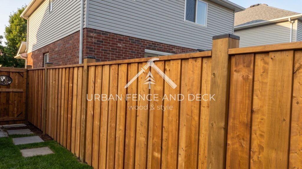 Six-foot privacy fence enclosing a backyard